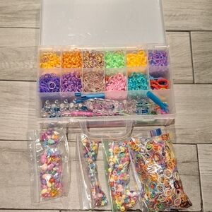 Colorful Rainbow Loom Band Kit with Beads